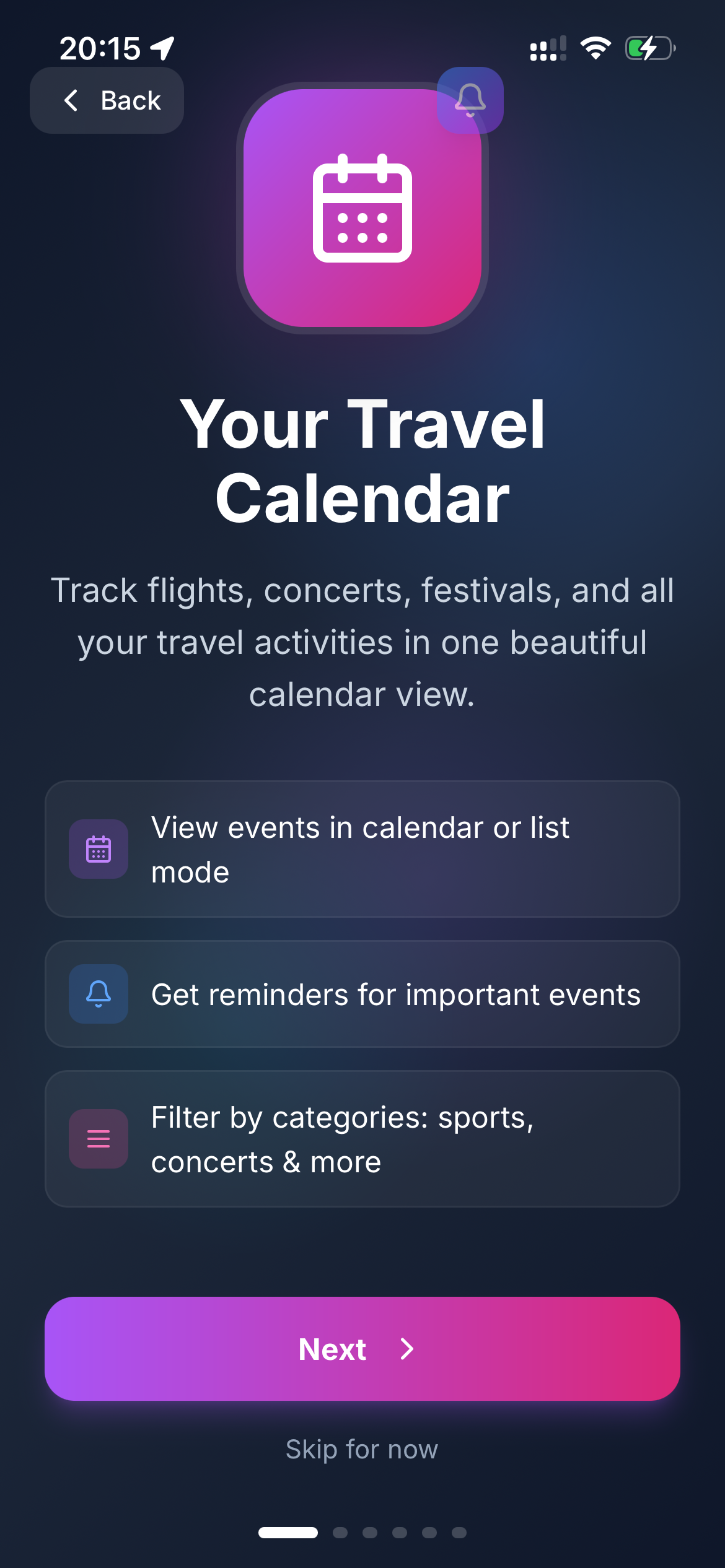 Your travel calendar